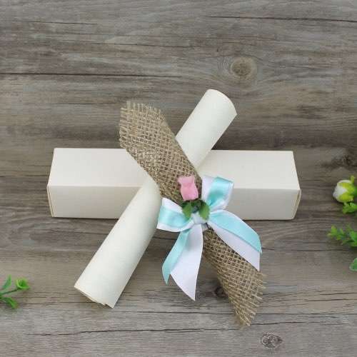 Linen Scroll Invitation Card Greeting Invitation Personalized Custom 